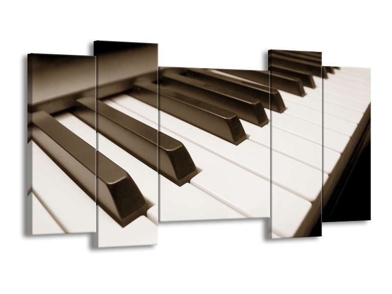 Canvas Schilderij Muziek, Piano | Sepia | 120x65cm 5Luik