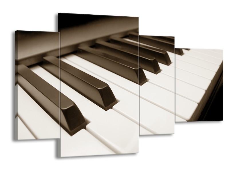 Canvas Schilderij Muziek, Piano | Sepia | 120x75cm 4Luik