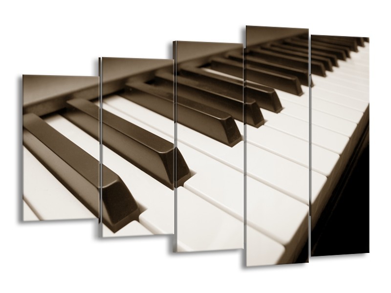 Glasschilderij Muziek, Piano | Sepia | 150x100cm 5Luik