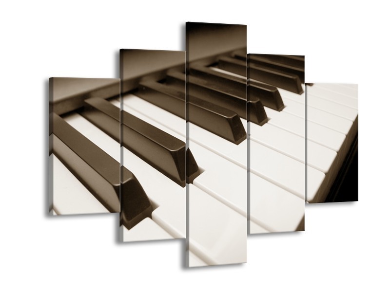 Canvas Schilderij Muziek, Piano | Sepia | 150x105cm 5Luik