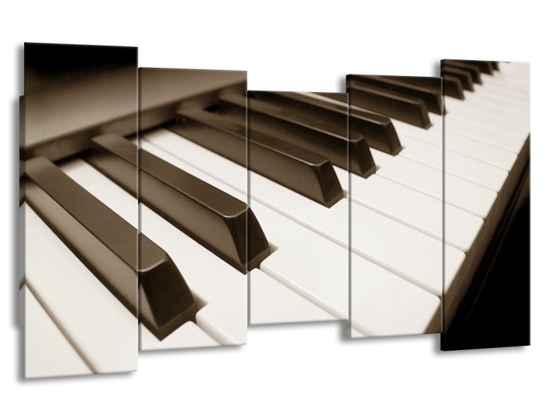 Canvas Schilderij Muziek, Piano | Sepia | 150x80cm 5Luik
