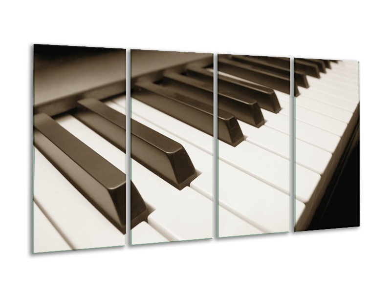 Glasschilderij Muziek, Piano | Sepia | 160x80cm 4Luik