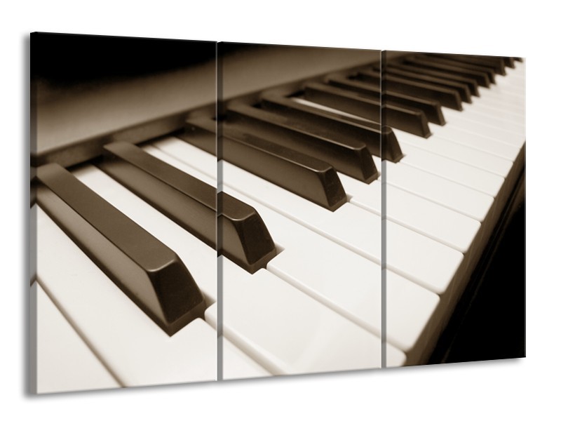 Glasschilderij Muziek, Piano | Sepia | 165x100cm 3Luik