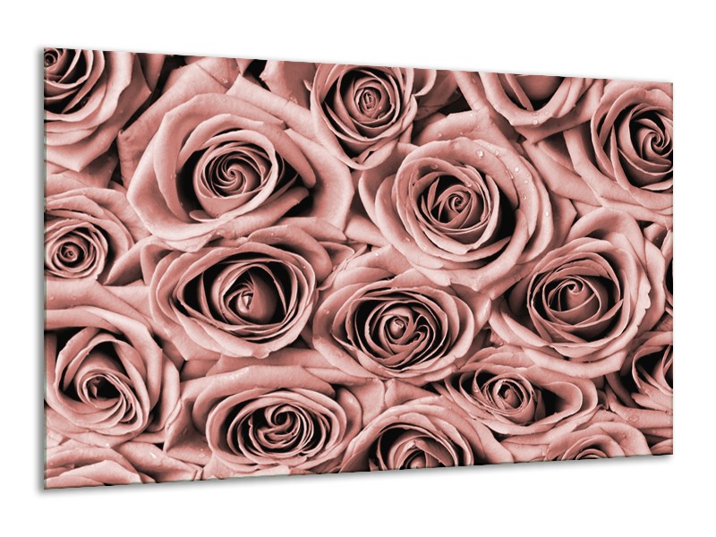 Canvas Schilderij Roos, Bloem | Bruin, Rood | 120x70cm 1Luik