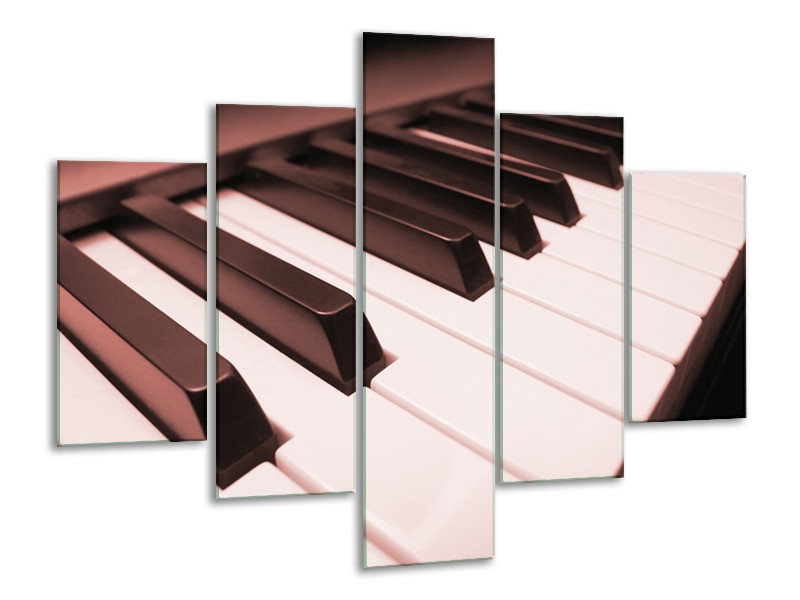 Glasschilderij Muziek, Piano | Bruin, Rood | 100x70cm 5Luik