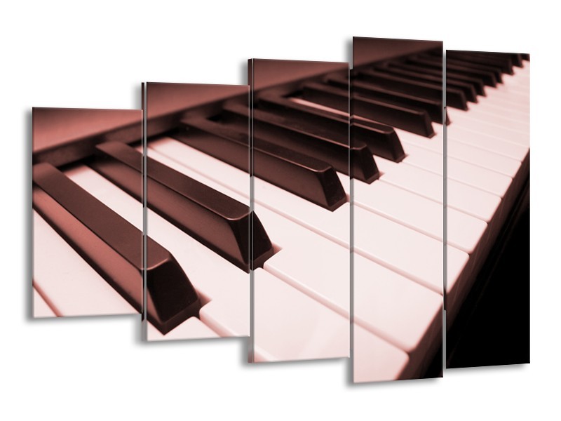 Glasschilderij Muziek, Piano | Bruin, Rood | 150x100cm 5Luik