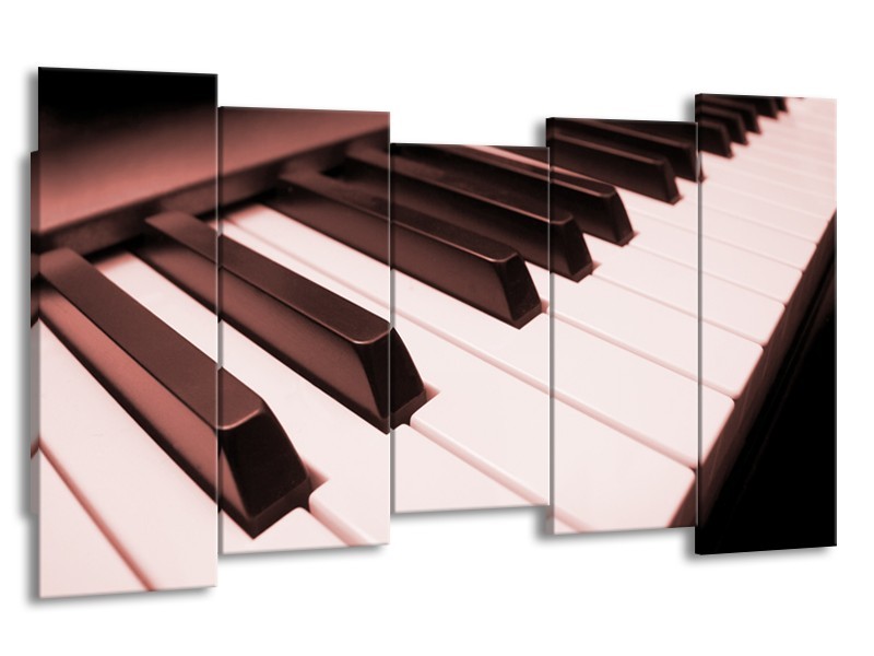 Canvas Schilderij Muziek, Piano | Bruin, Rood | 150x80cm 5Luik