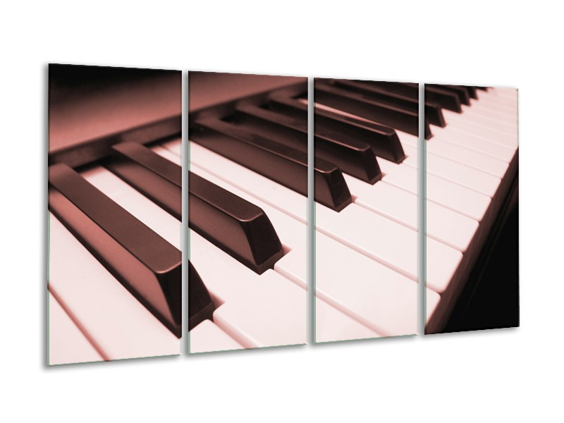Glasschilderij Muziek, Piano | Bruin, Rood | 160x80cm 4Luik