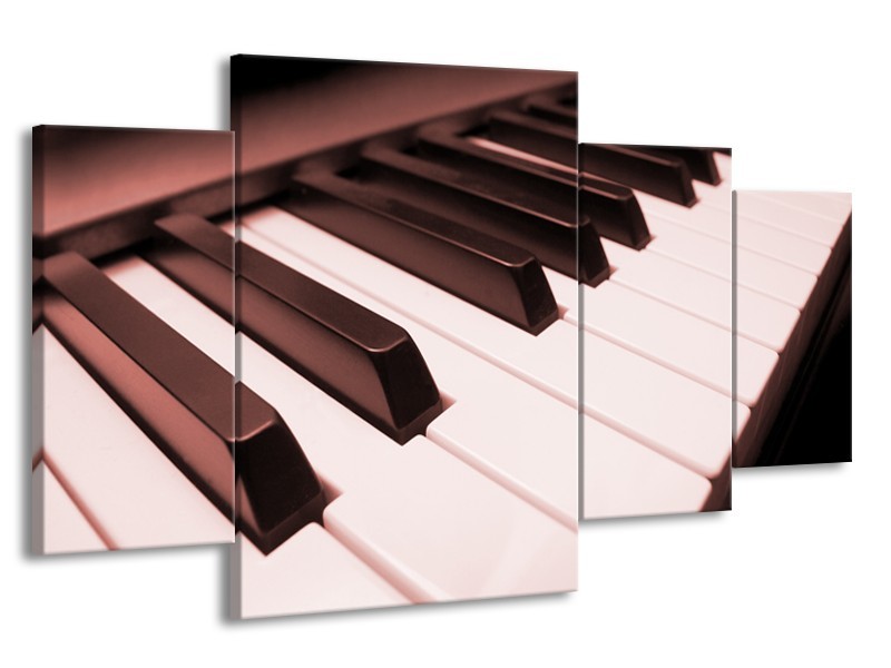 Canvas Schilderij Muziek, Piano | Bruin, Rood | 160x90cm 4Luik