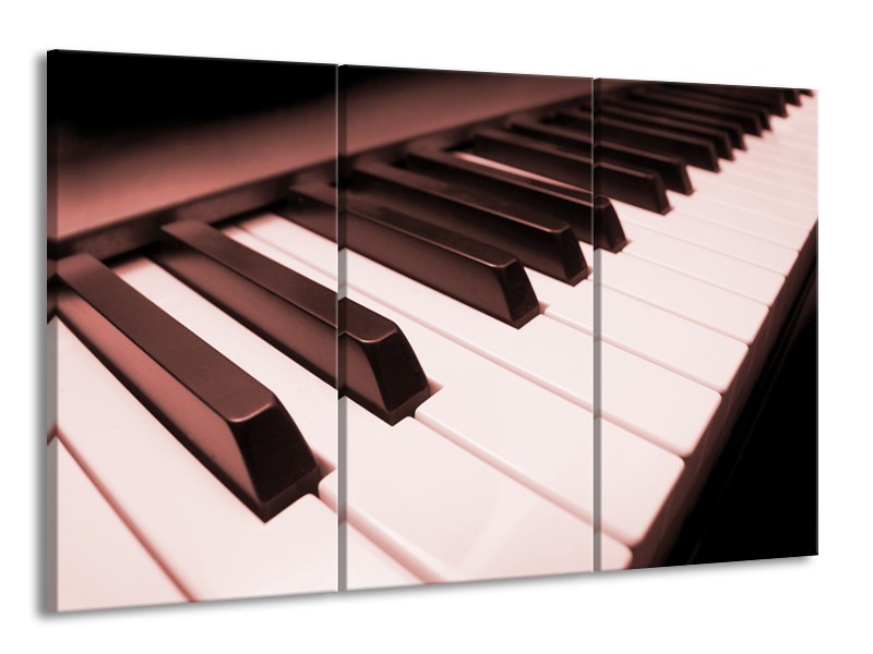 Glasschilderij Muziek, Piano | Bruin, Rood | 165x100cm 3Luik