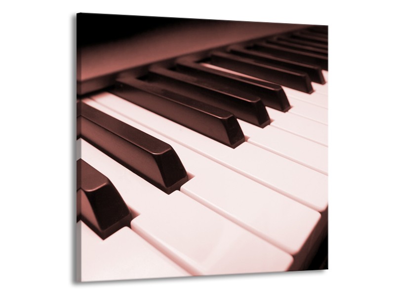 Canvas Schilderij Muziek, Piano | Bruin, Rood | 50x50cm 1Luik