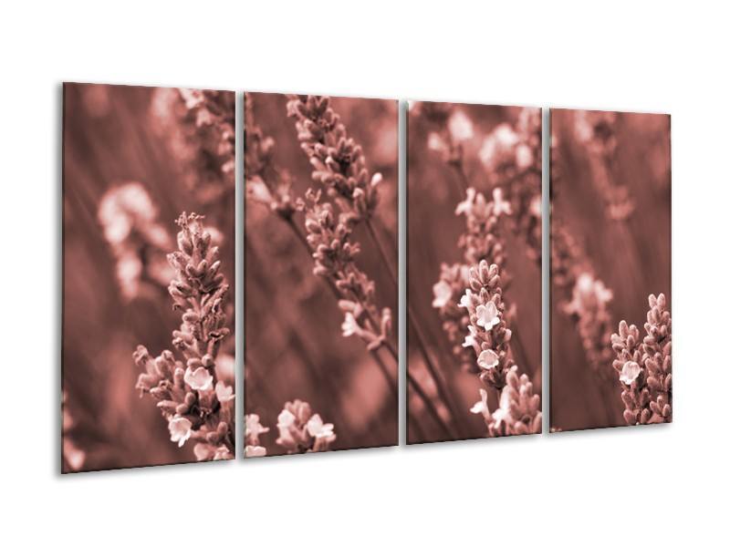 Canvas Schilderij Bloemen, Lente | Bruin, Rood | 160x80cm 4Luik