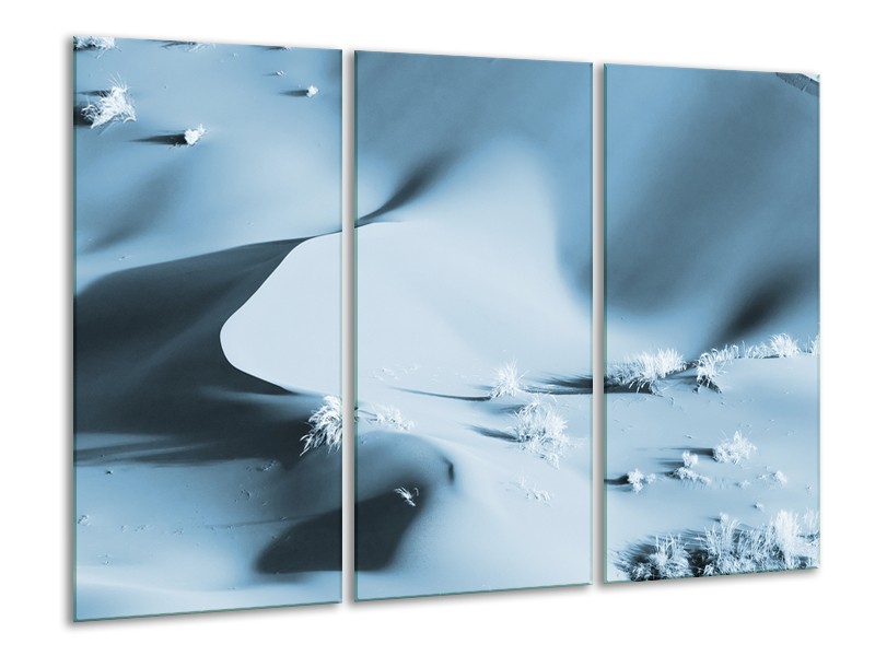 Canvas Schilderij Zand | Blauw, Grijs | 120x80cm 3Luik