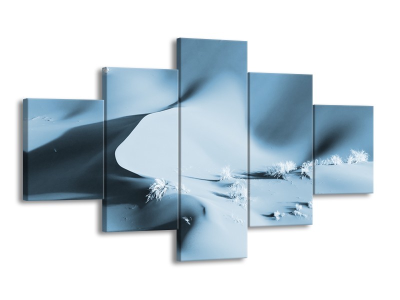 Canvas Schilderij Zand | Blauw, Grijs | 125x70cm 5Luik