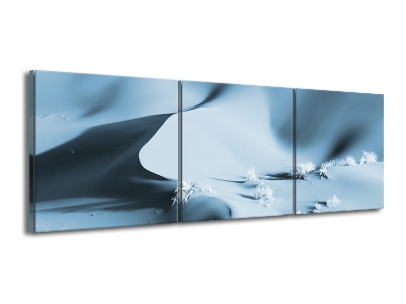 Glasschilderij Zand | Blauw, Grijs | 150x50cm 3Luik