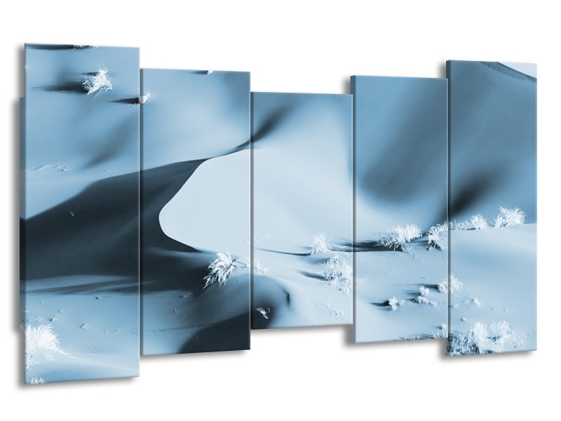 Canvas Schilderij Zand | Blauw, Grijs | 150x80cm 5Luik