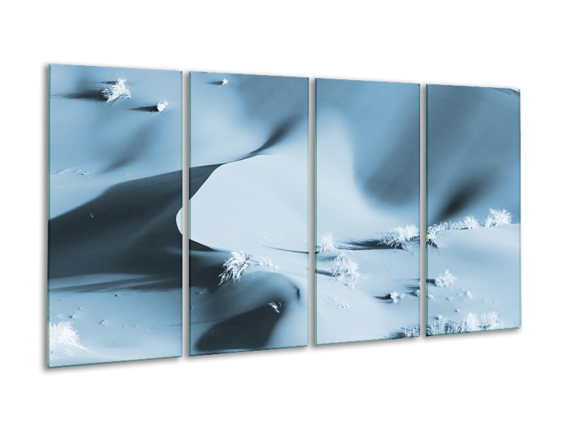 Canvas Schilderij Zand | Blauw, Grijs | 160x80cm 4Luik