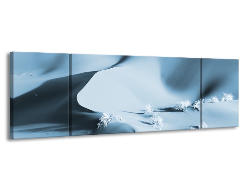 Canvas Schilderij Zand | Blauw, Grijs | 170x50cm 3Luik