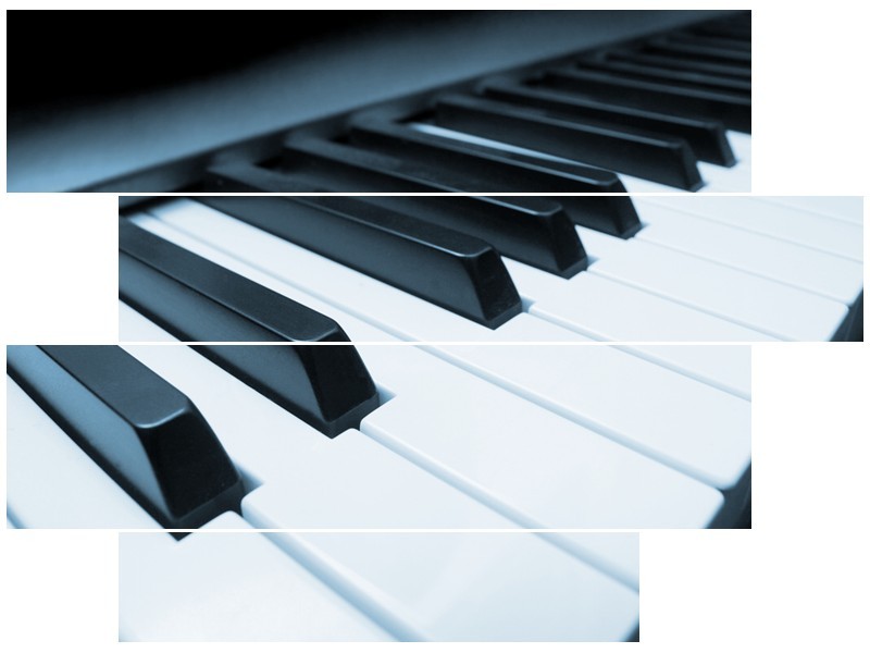 Glasschilderij Muziek, Piano | Blauw, Grijs | 115x85cm 4Luik