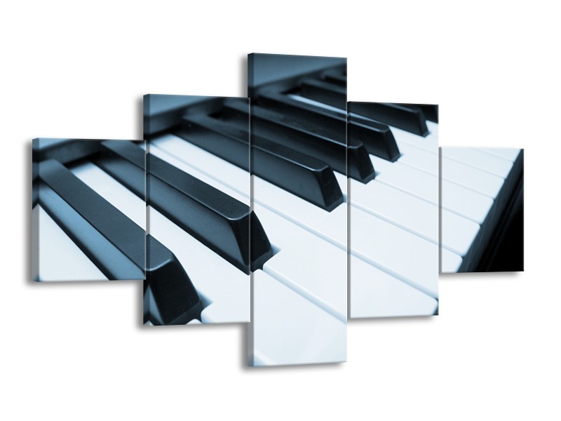 Glasschilderij Muziek, Piano | Blauw, Grijs | 125x70cm 5Luik
