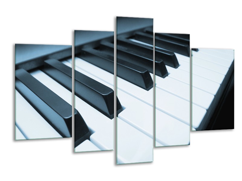 Glasschilderij Muziek, Piano | Blauw, Grijs | 170x100cm 5Luik