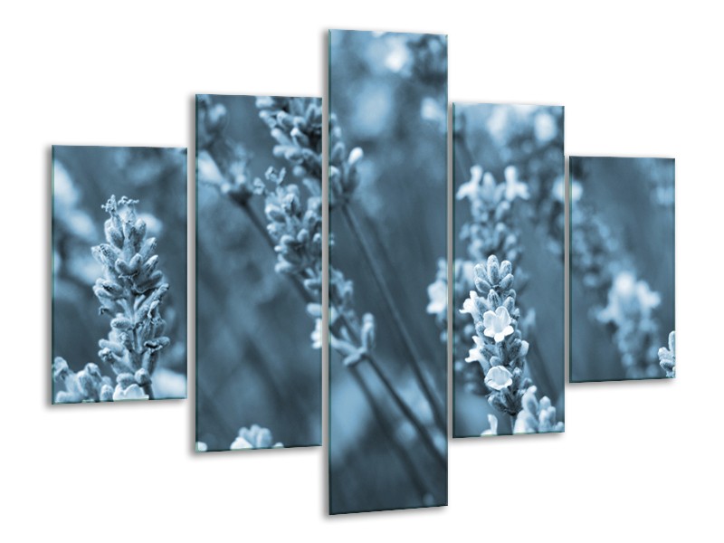 Glasschilderij Bloemen, Lente | Blauw, Grijs | 100x70cm 5Luik