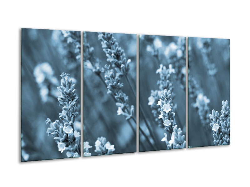 Canvas Schilderij Bloemen, Lente | Blauw, Grijs | 160x80cm 4Luik