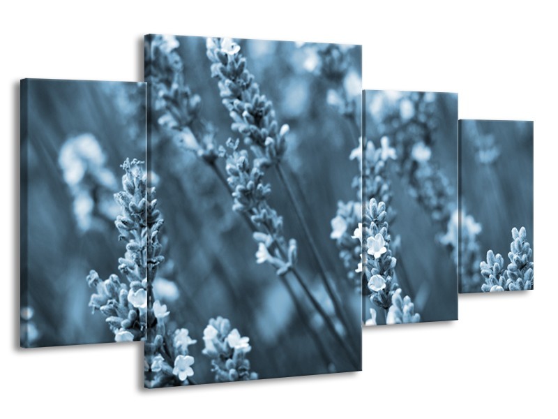 Canvas Schilderij Bloemen, Lente | Blauw, Grijs | 160x90cm 4Luik