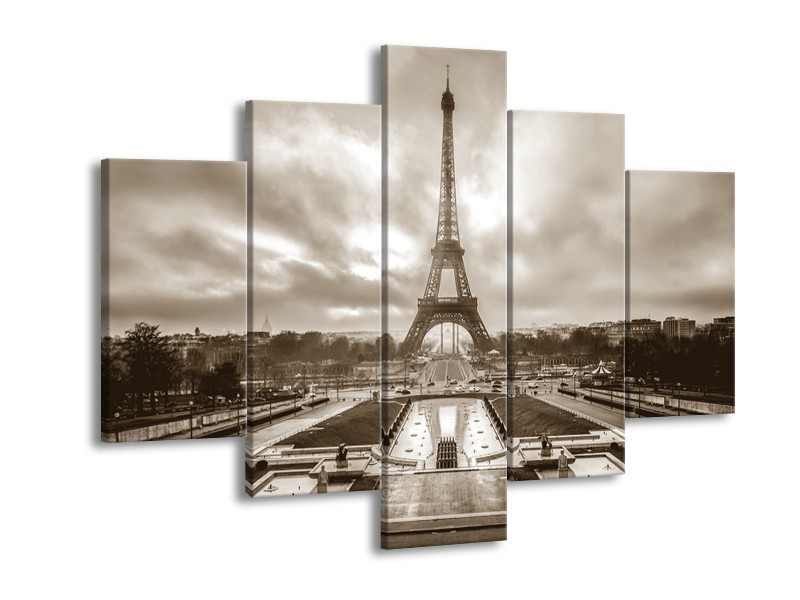 Glasschilderij Parijs, Eiffeltoren | sepia | 150x105cm 5Luik