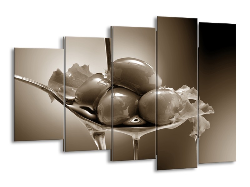 Glasschilderij Olijven, Keuken | sepia | 150x100cm 5Luik