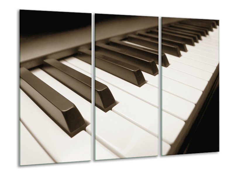 Canvas Schilderij Muziek, Piano | Sepia | 120x80cm 3Luik