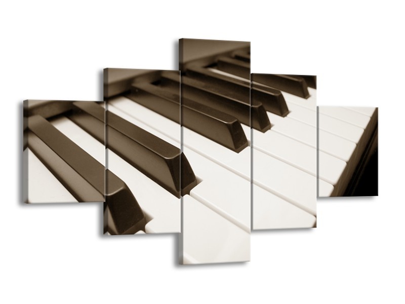 Canvas Schilderij Muziek, Piano | Sepia | 125x70cm 5Luik