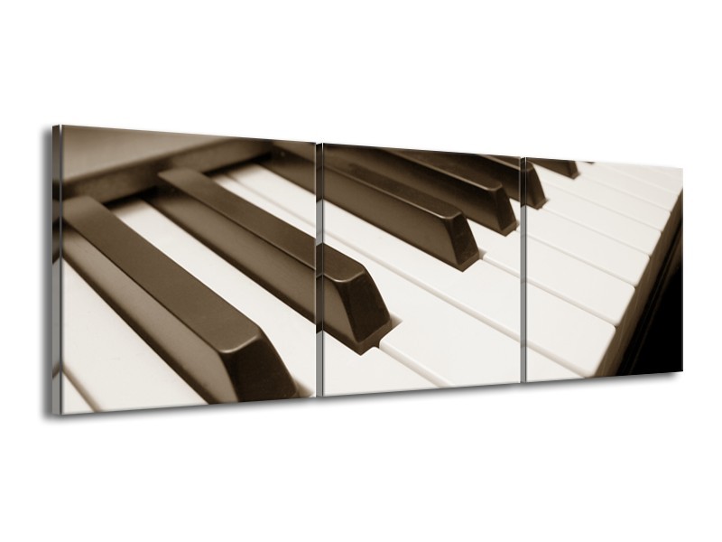 Glasschilderij Muziek, Piano | sepia | 150x50cm 3Luik