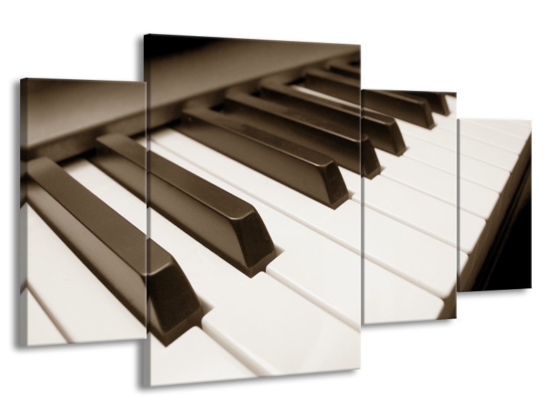 Canvas Schilderij Muziek, Piano | Sepia | 160x90cm 4Luik
