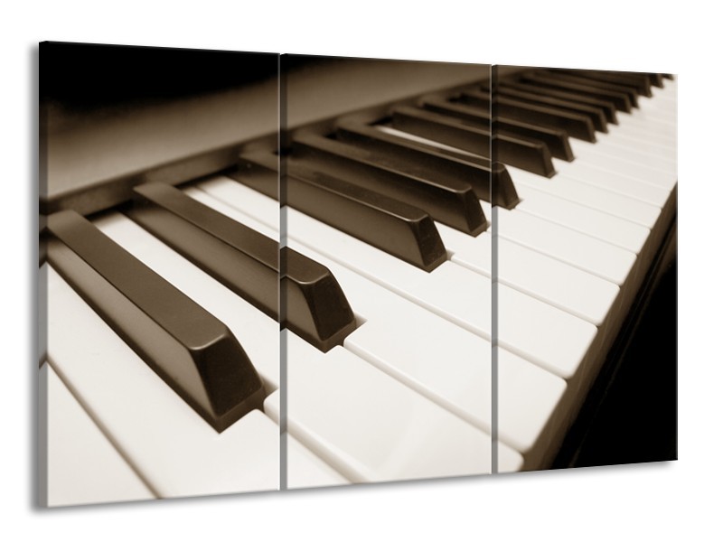 Glasschilderij Muziek, Piano | sepia | 165x100cm 3Luik