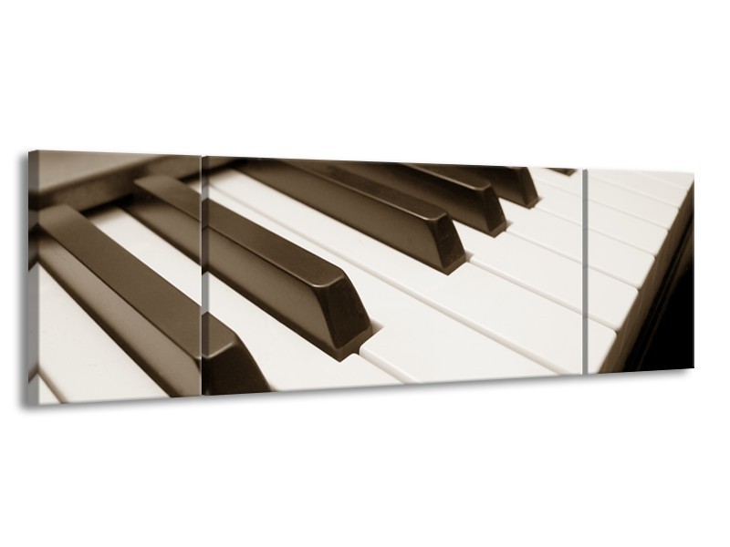 Glasschilderij Muziek, Piano | sepia | 170x50cm 3Luik