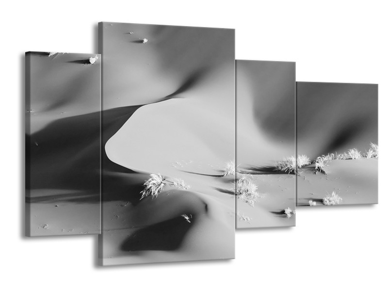 Glasschilderij Zand | Zwart, Grijs | 120x75cm 4Luik