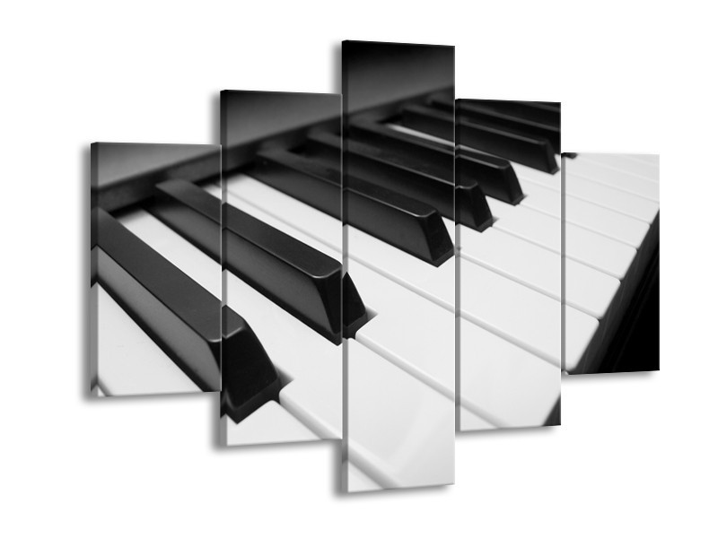 Glasschilderij Muziek, Piano | Zwart, Grijs, Wit | 150x105cm 5Luik