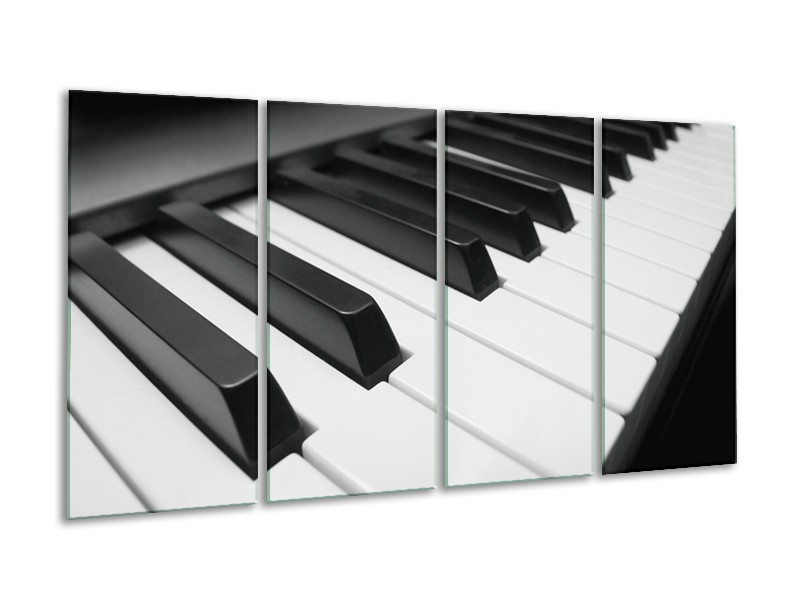 Glasschilderij Muziek, Piano | Zwart, Grijs, Wit | 160x80cm 4Luik