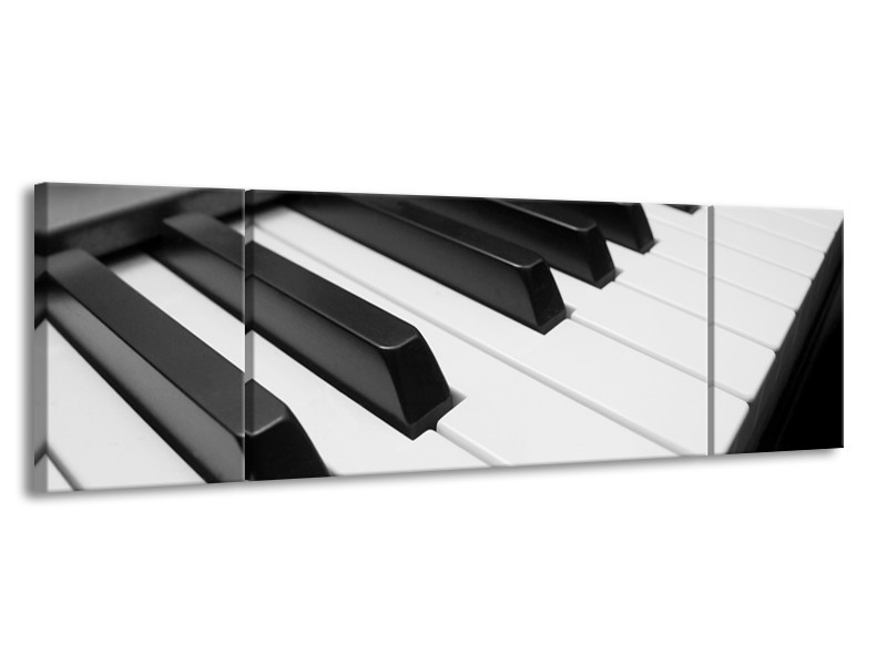 Glasschilderij Muziek, Piano | Zwart, Grijs, Wit | 170x50cm 3Luik