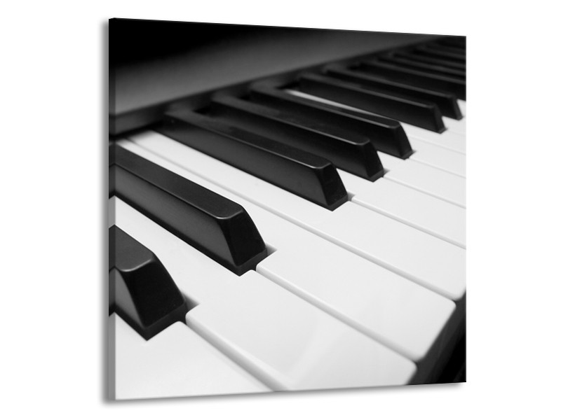 Glasschilderij Muziek, Piano | Zwart, Grijs, Wit | 50x50cm 1Luik
