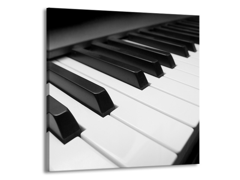 Canvas Schilderij Muziek, Piano | Zwart, Grijs, Wit | 70x70cm 1Luik