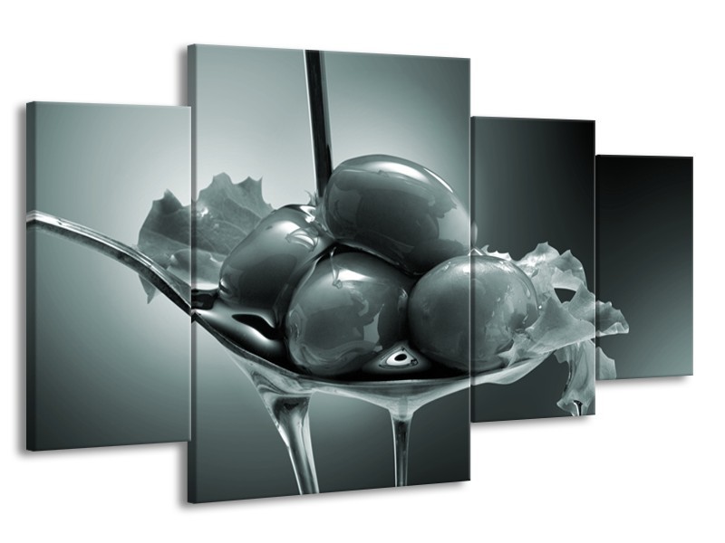 Glasschilderij Olijven, Keuken | Grijs, Groen | 160x90cm 4Luik