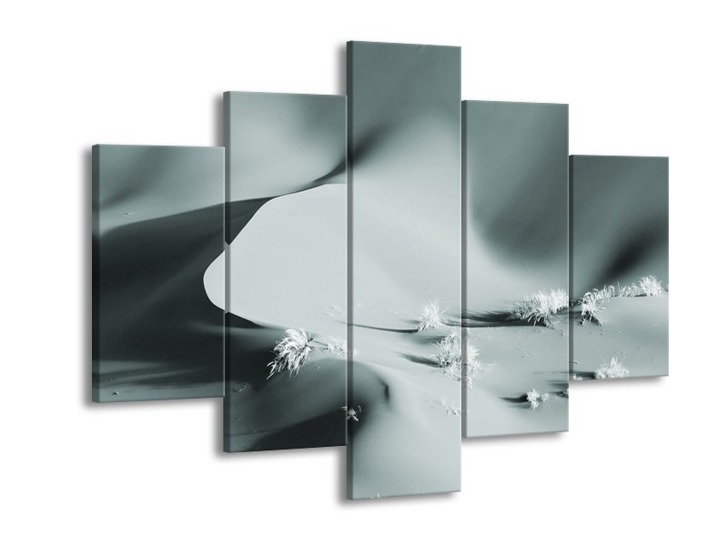 Canvas Schilderij Zand | Grijs, Groen | 150x105cm 5Luik