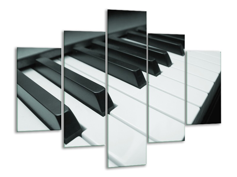 Glasschilderij Muziek, Piano | Grijs, Groen, Zwart | 100x70cm 5Luik