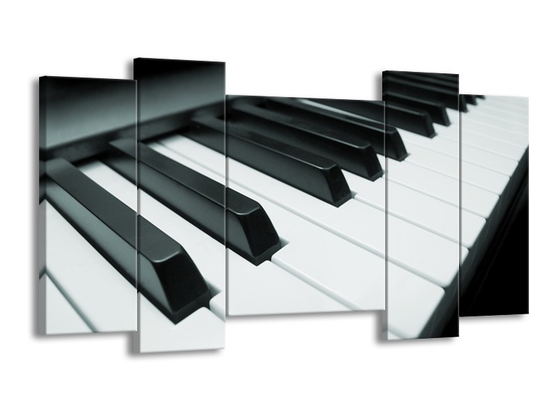 Glasschilderij Muziek, Piano | Grijs, Groen, Zwart | 120x65cm 5Luik