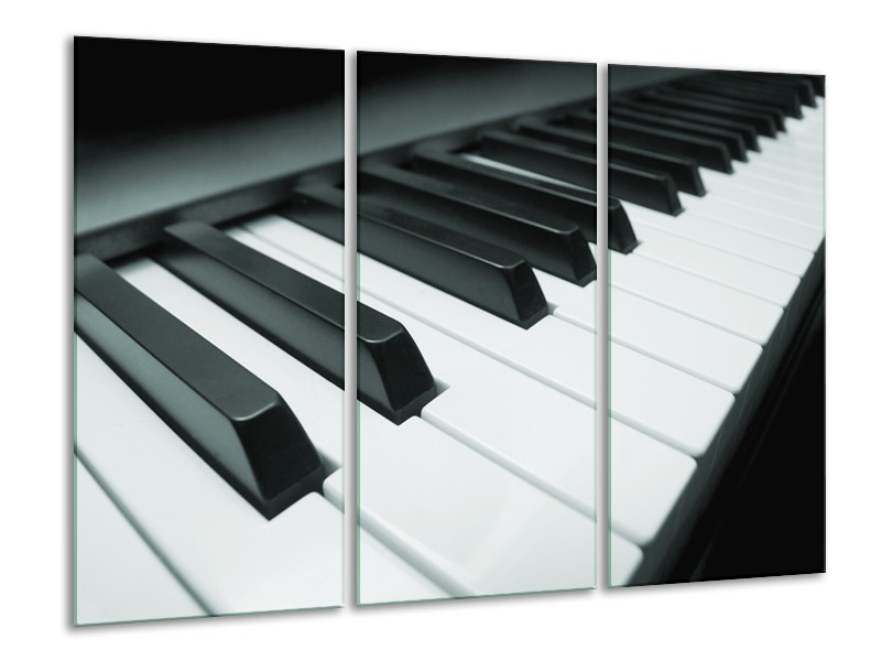 Glasschilderij Muziek, Piano | Grijs, Groen, Zwart | 120x80cm 3Luik