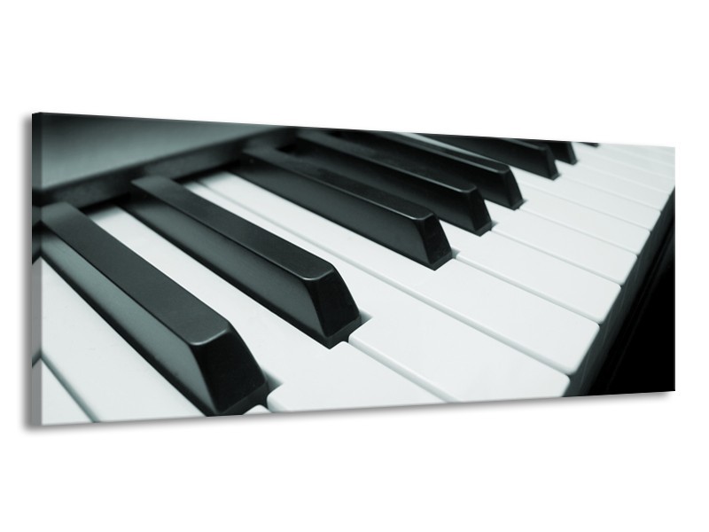 Canvas Schilderij Muziek, Piano | Grijs, Groen, Zwart | 145x58cm 1Luik