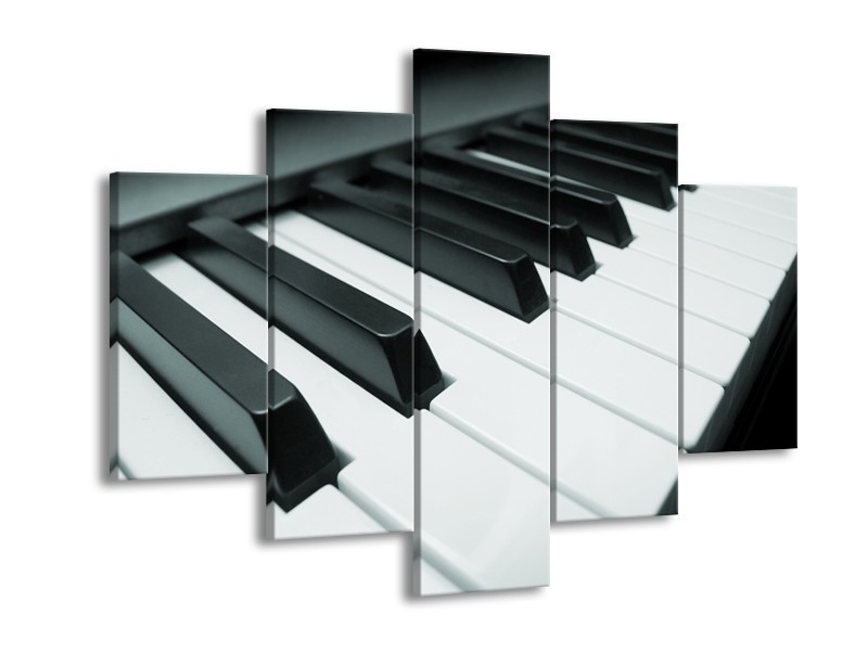 Glasschilderij Muziek, Piano | Grijs, Groen, Zwart | 150x105cm 5Luik