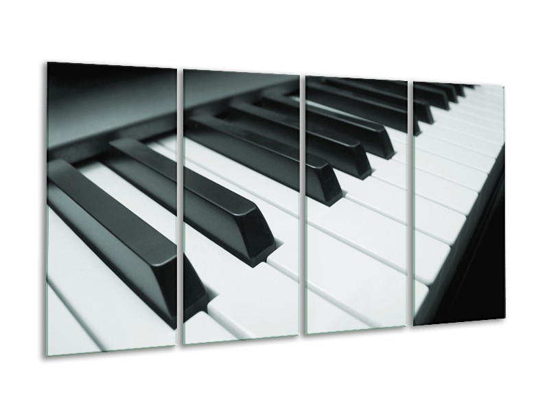 Glasschilderij Muziek, Piano | Grijs, Groen, Zwart | 160x80cm 4Luik